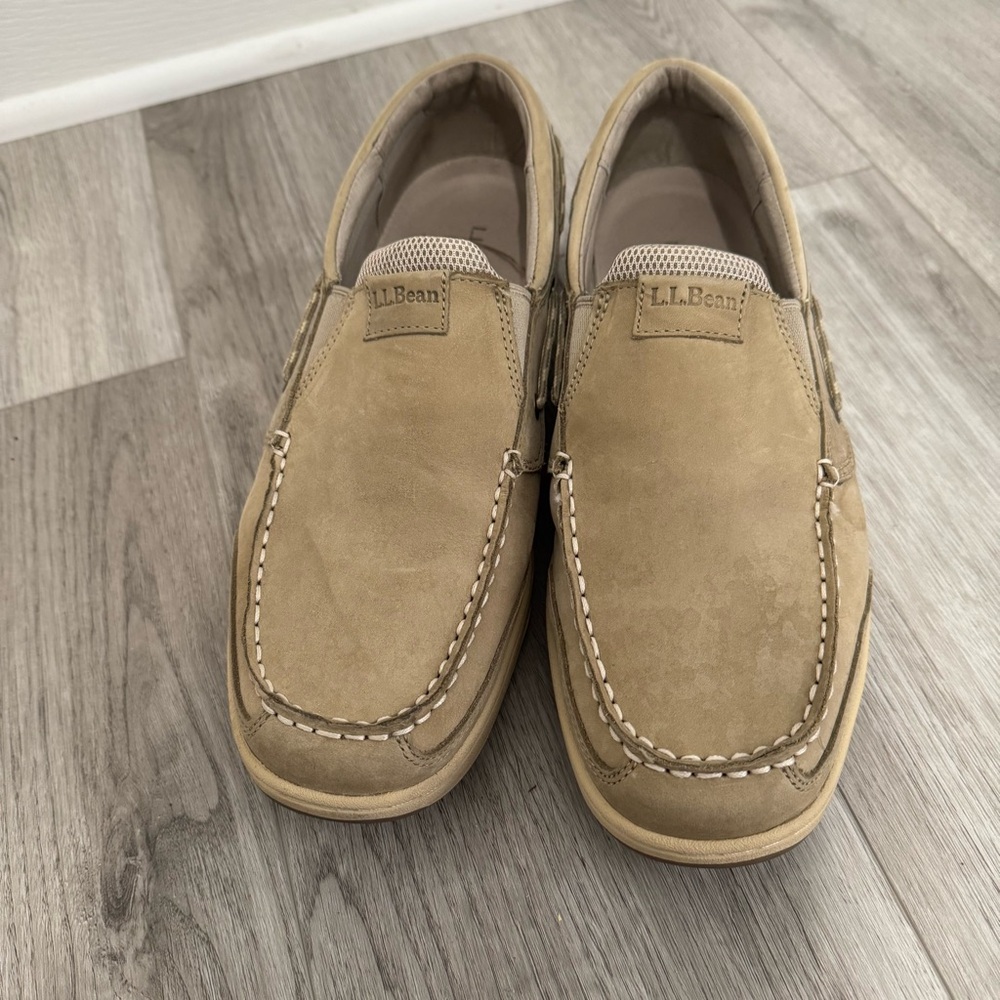 L.L. Bean‎ Creme Leather Slip On Deck Leather Moccasin Shoe Men's size 12 medium - Picture 4 of 6